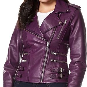 Rare Carrie Hoxton Purple Leather Jacket